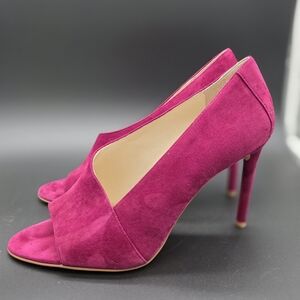 VINCE CAMUTO Women’s Fuchsia Suede Peep-Toe Stiletto Heels SZ 11